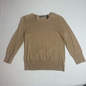 ✨ Liz Claiborne Tan Rhinestone Button Shoulder Sweater M